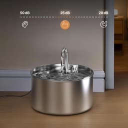 ZYFeeder 2.2L/74oz Cat Automatic Water Fountain Stainless Steel Cat and Dog Pet Drinking Bowl Water Dispenser ( No 5V 1A Plug)