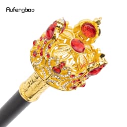 Golden Red Crown Artificial Diamond Walking Cane Fashion Decorative Walking Stick Gentleman Elegant Cosplay Cane Crosier 95cm