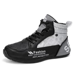 Mens Walking Shoes 2025 Autumn New High Top Outdoor Anti Slip Rubber Thick Sole Leisure Sneakers High-top Leather Shoes for Man