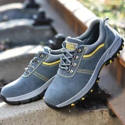 Women's Steel Toe Safety Boots Ankle Survival Anti-smashing Mid-plate Blue Safety Shoes for Protection