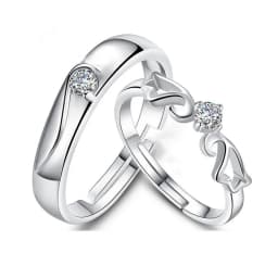 2022 Romantic Couple Wedding Ring For Woman Men 2Pcs Love Heart Zircon Adjustable Rings Fashion Engaged Promise Jewelry Gifts