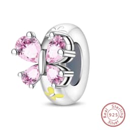 100% 925 Sterling Silver Rainbow Zircon Colorful Butterfly Dragon Shaped Silicone Stopper Charms Beads Fit DIY Bracelets Jewelry