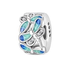 100% 925 Sterling Silver Rainbow Zircon Colorful Butterfly Dragon Shaped Silicone Stopper Charms Beads Fit DIY Bracelets Jewelry