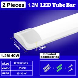 1.2M LED Tube Bar Fixture Super Bright 100W Utility LED Light Shop Store Light Ceiling Under Cabinet Light Garage