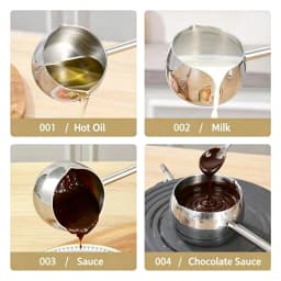 Stainless Steel Hot Oil Spoon With Extended Handle Anti-Burning And Anti-Splashing Small Pot For Oil Pouring Kitchen Tool