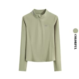 DRUR Women Lightweight Yoga Tops Long Sleeve Quick Dry Running Fitness Jacket Stand Collar Outdoor Sports Half Zipper Cardigan