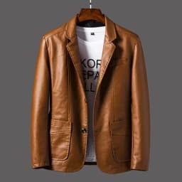 New Leather Jacket Men's Business Casual Lapel PU Leather Blazers Fashion Solid Slim Korean Style Leather Coat Big Size 6XL