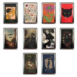 Vintage Style Slim Cigarette Case Thin Art Deco Design Slim Wallet Blunt Case Easy Snap Versatile Card & Cash Case for Women Men