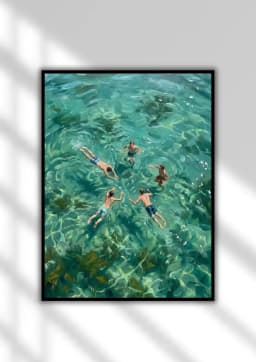Swimming in Green Abstract Print | Vintage Retro Wall Art | Minimalist Green Holiday Decor | Digital Art Gift | Instant Download