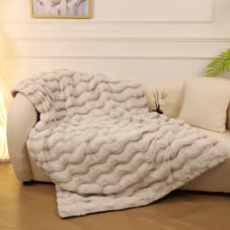 Rosekind Soft FAUX RABBIT Fleece Throw Blanket for Couch, Faux Fur Blanket for Bed, Reversible Cozy Plush Blanket for Sofa