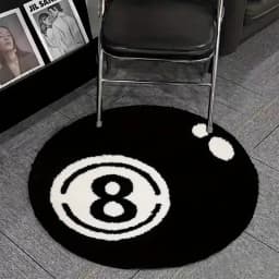 VIKAMA Black 8-Piece Billiards Carpet - Soft Fuzzy Living Room Floor Mat - Bedside Rug For Bedroom - Ideal For Soft Home Decor