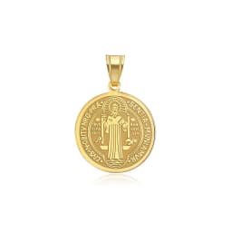 Vintage Catholic Saint Benedict Pendant Necklace 316L Stainless Steel Cross Necklaces For Men Women Religious Amulet Jewelry