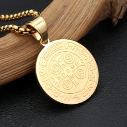 Vintage Catholic Saint Benedict Pendant Necklace 316L Stainless Steel Cross Necklaces For Men Women Religious Amulet Jewelry