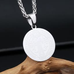 Vintage Catholic Saint Benedict Pendant Necklace 316L Stainless Steel Cross Necklaces For Men Women Religious Amulet Jewelry