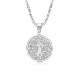 Vintage Catholic Saint Benedict Pendant Necklace 316L Stainless Steel Cross Necklaces For Men Women Religious Amulet Jewelry