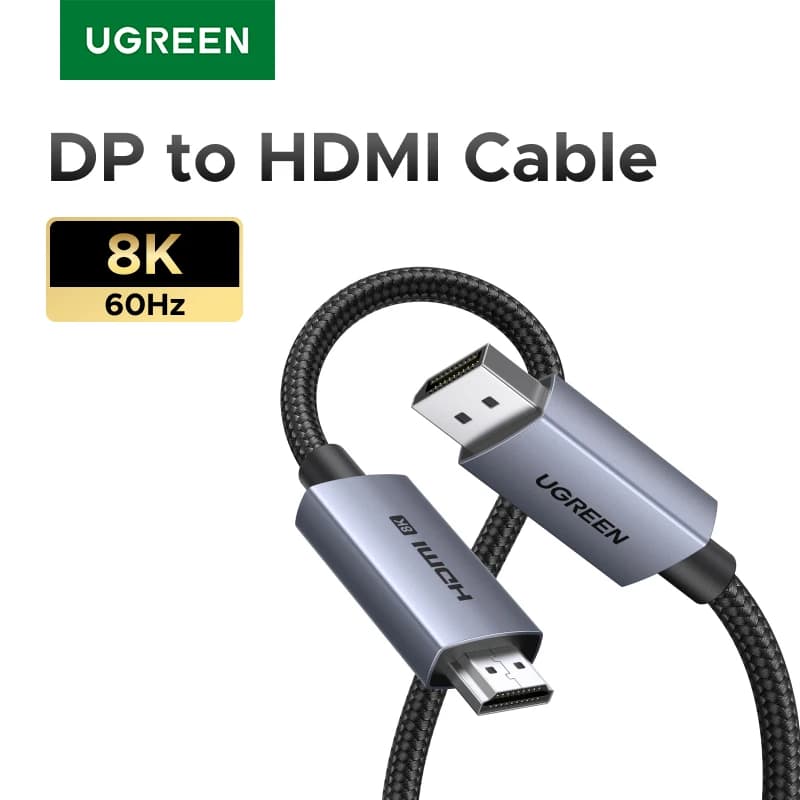 UGREEN 8K@60Hz 4K@240Hz Active DisplayPort to HDMI Cable Unidirectional DP 1.4 to HDMI 2.1 Cord Adapter Support 32.4Gbps, HDR