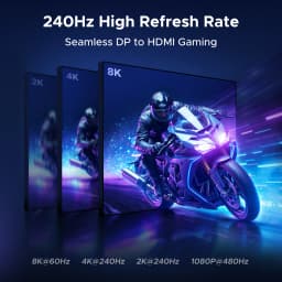 UGREEN 8K@60Hz 4K@240Hz Active DisplayPort to HDMI Cable Unidirectional DP 1.4 to HDMI 2.1 Cord Adapter Support 32.4Gbps, HDR