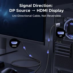 UGREEN 8K@60Hz 4K@240Hz Active DisplayPort to HDMI Cable Unidirectional DP 1.4 to HDMI 2.1 Cord Adapter Support 32.4Gbps, HDR