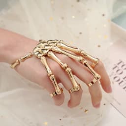 Steam Punk Metal Skull Skeleton Bracelet For Men Gothic Hand Accessories Elasticity Adjustable Couple Women Bangles Jewelry