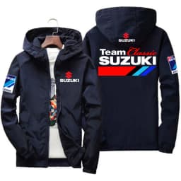 Suzuki Men's and Women's Windproof Jackets, Fashionable Casual Hooded Jackets, Cycling and Racing Outdoor Sportswear