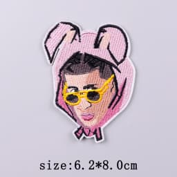 Bad Bunny Patches For Clothing Singer Embroidery Patch Iron On Patches For Clothes Hip Hop Punk Sewing/Fusible Patch Stickers
