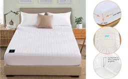 MAXSHARER Earthing Fitted Sheet Organic Cotton with Conductive Silver Fiber Grounding Bed Sheet Fitted Sheet for Nature Wellness