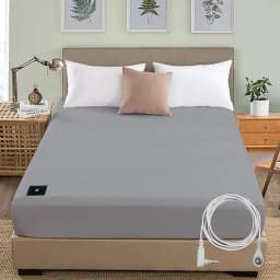 MAXSHARER Earthing Fitted Sheet Organic Cotton with Conductive Silver Fiber Grounding Bed Sheet Fitted Sheet for Nature Wellness