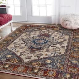 VIKAMA Bohemian Vintage Carpet for Living Room and Bedroom, Easy-to-Manage Ethnic Style Dining Room Rug, Home Decoration
