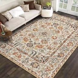 VIKAMA Bohemian Vintage Carpet for Living Room and Bedroom, Easy-to-Manage Ethnic Style Dining Room Rug, Home Decoration