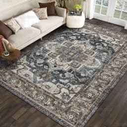 VIKAMA Bohemian Vintage Carpet for Living Room and Bedroom, Easy-to-Manage Ethnic Style Dining Room Rug, Home Decoration