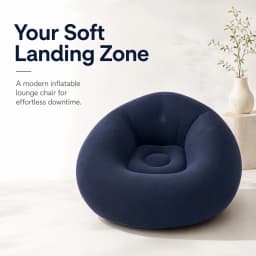 Flocking Inflatable Ball Sofa Portable Round Air Bean Bag Chair Foldable Leisure Inflatable Couch for Bedroom Living Room Indoor Home Furniture