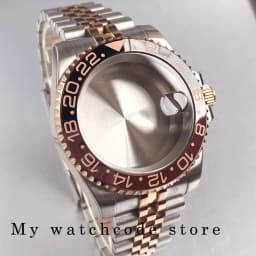 40mm Two Tone Rose Golden Mens Watch Case for SUB GMT Watch Mod NH34A NH35A NH36 NH70 NH38 NH39 ETA 2824 Glidelock System Clasp