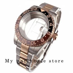 40mm Two Tone Rose Golden Mens Watch Case for SUB GMT Watch Mod NH34A NH35A NH36 NH70 NH38 NH39 ETA 2824 Glidelock System Clasp