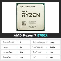 AMD Ryzen 7 5700X, AMD R7 5700X New 8C/16T 65W 7NM L3=32M 100-000000926 Socket AM4 But Without Cooler