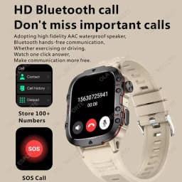2026 New Military Smart Watch Men 3ATM Outdoor Sports Fitness Tracker Blood Pressure Health Monitoring BT Call GPS Smartwatch