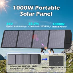 2000W Foldable Solar Panel, 12V Portable High-Efficiency Charger for RV, Camping, Off-Grid & Emergency Power Supply