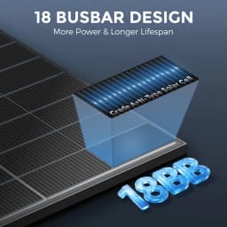RVPOZWER 400W Bifacial Solar Panel 18BB N-Type Mono Cells High-Efficiency PV Power for Home Rooftop Off-Grid Outdoor Camping Farm