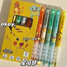 5Pcs Cute Anime Gel Pens Set, Kawaii Retractable Black Ink Pens, Student School Supplies Stationery Gift for Classroom Rew