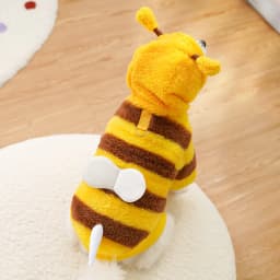 Cute Dinosaur Bee Pet Costume 4 Legs Jumpsuit for Small Dogs Cats, Soft Plush Warm Cosplay Outfit Winter Clothes