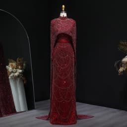Sharon Said Dubai Nude Luxury Long Sleeves Muslim Evening Dress with Cape Women Wedding Special Occasion Gowns SS369A Customized