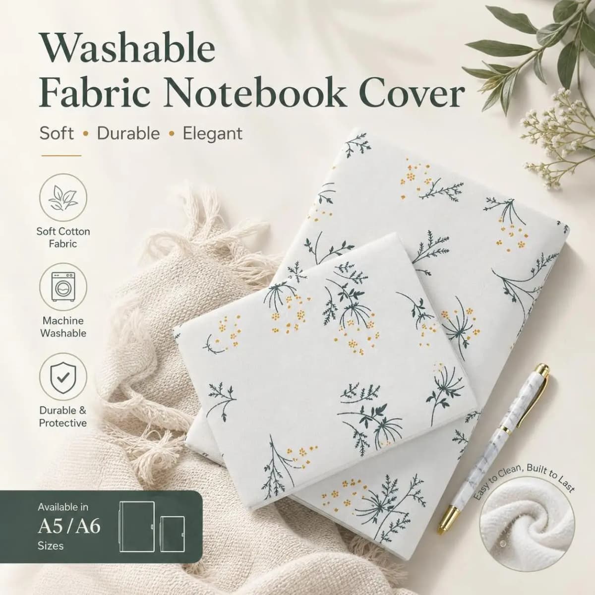 1PC A5 A6 Lilac Floral Fabric Book Cover Washable Soft Cloth Book Sleeve Protector Notebook Paperback Book Cover Stationery Gift