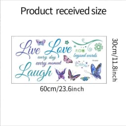 1PCS Removable Colorful English LIVE LAUGH LOVE Butterfly Wall Sticker For Bedroom Self Adhesive Home Decoration 30*60CM