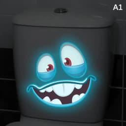 Glow-in-the-Dark Funny Face Toilet Stickers Waterproof Removable Self-Adhesive PVC Decals Bathroom Decor Wall Stickers