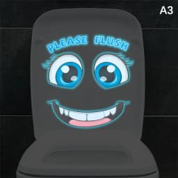 Glow-in-the-Dark Funny Face Toilet Stickers Waterproof Removable Self-Adhesive PVC Decals Bathroom Decor Wall Stickers