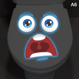 Glow-in-the-Dark Funny Face Toilet Stickers Waterproof Removable Self-Adhesive PVC Decals Bathroom Decor Wall Stickers