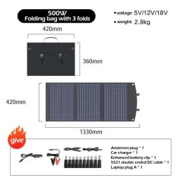 2000w 1500w 1000w 500w Flexible Foldable Solar Panel High Efficience Travel & Phone & Boat Portable 12V Solar Panel Kit