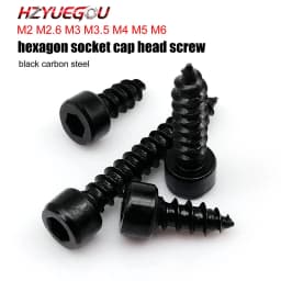 HZYUEGOU M2 M2.6 M3 M3.5 M4 M5 M6 Black Carbon Steel Allen Hex Hexagon Socket Cap Head Speaker Wood Self-tapping Screw