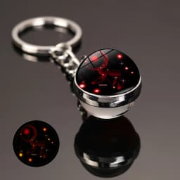 Glowing 12 Constellation Keychain Luminous Glass Ball Pendant Zodiac Key Rings Jewelry Birthday Gift Scorpio Leo Libra Keyrings