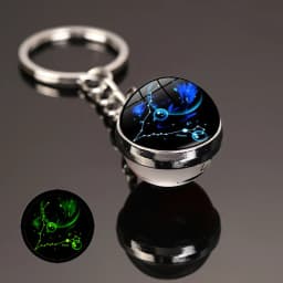 Glowing 12 Constellation Keychain Luminous Glass Ball Pendant Zodiac Key Rings Jewelry Birthday Gift Scorpio Leo Libra Keyrings