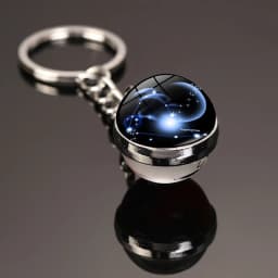 Glowing 12 Constellation Keychain Luminous Glass Ball Pendant Zodiac Key Rings Jewelry Birthday Gift Scorpio Leo Libra Keyrings